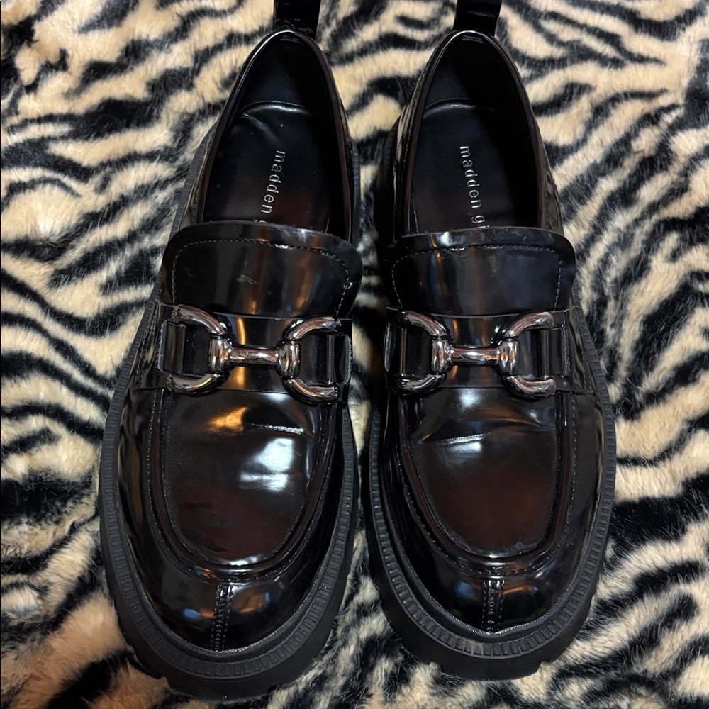 Black Patent Chunky Loafers - Picture 3 of 9